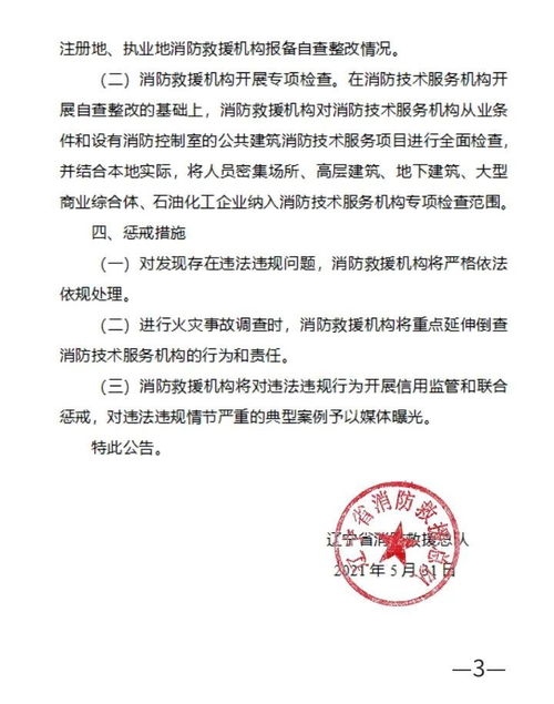 全省消防技術服務機構專項檢查公告